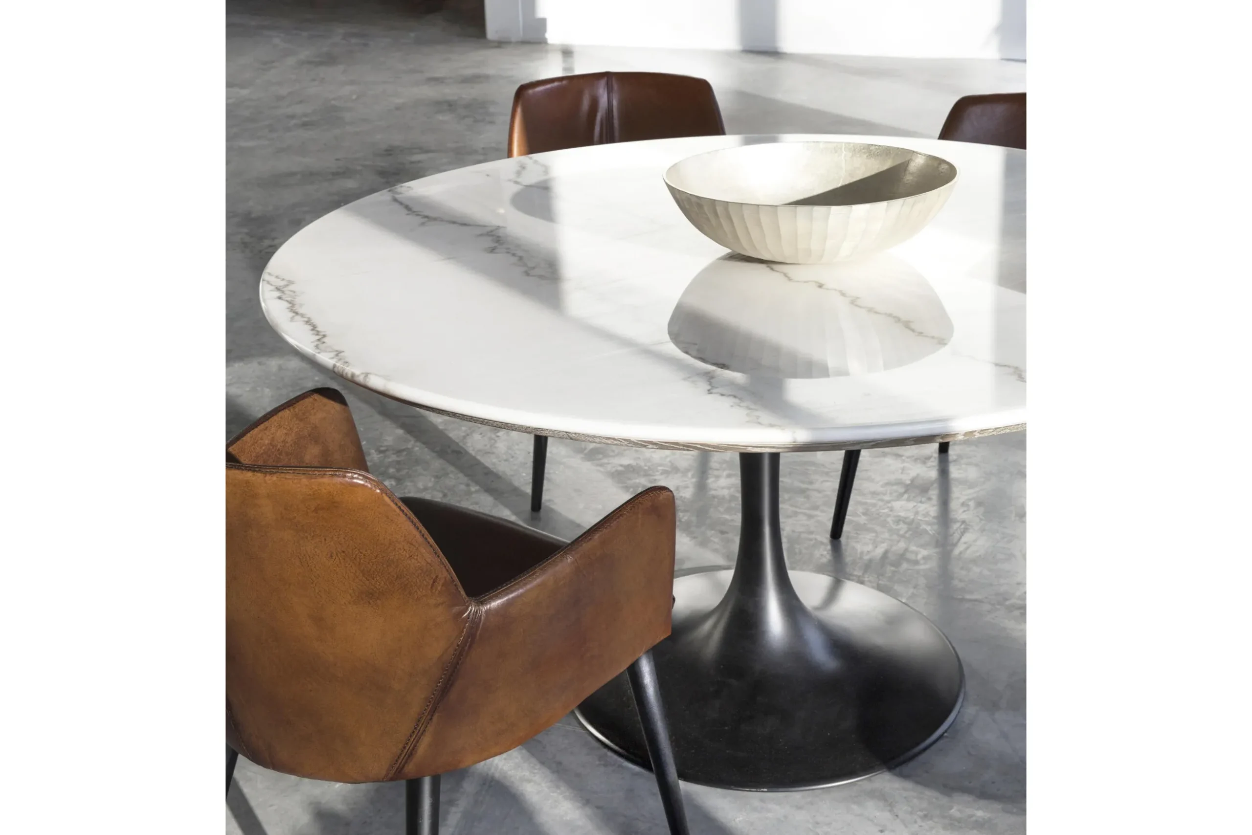 Aboah, Eettafel, Rond, Wit Marmer, 145 Cm