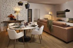 Aboah, Eettafel, Rond, Wit Marmer, 145 Cm