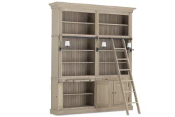Balmore, Boekenkast, Verweerd Eiken, 2-Delig, Met Ladder