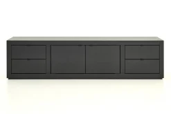 Bjorn, Tv-Meubel, Zwart, 2 Deuren, 4 Lades