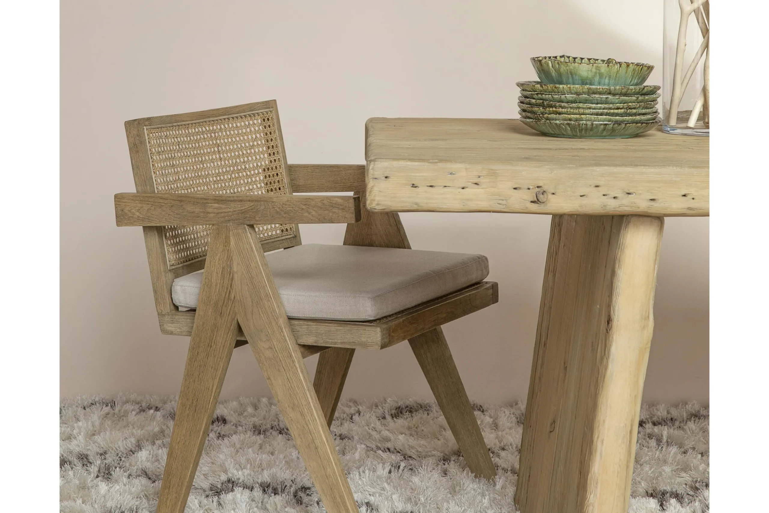 Bruno, Fauteuil, Eiken, Riet, Met Kussen