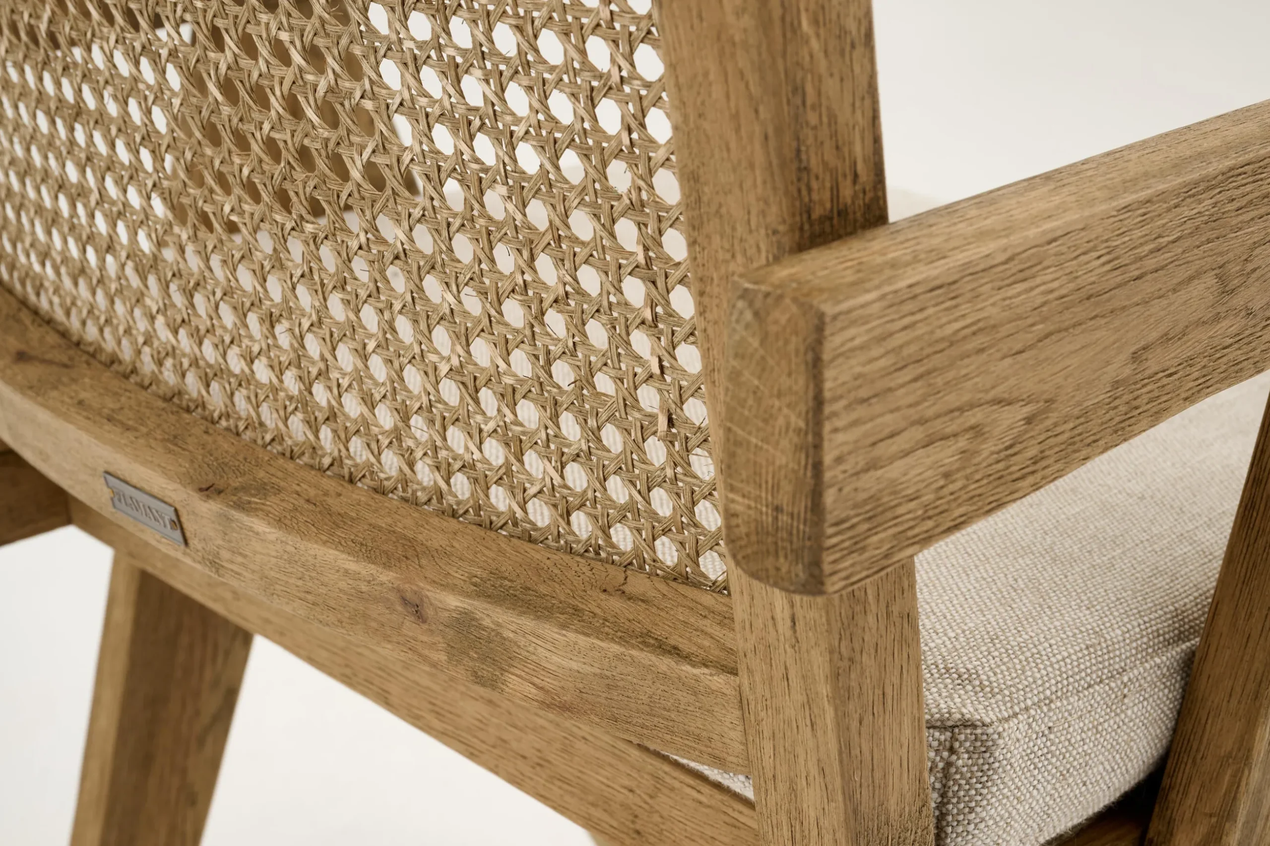 Bruno, Fauteuil, Eiken, Riet, Met Kussen