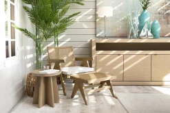 Bruno, Fauteuil, Eiken, Riet, Met Kussen