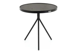 Madison, Bijzettafel, Eiken En Metaal, Rond, 45 Cm, Donkerbruin