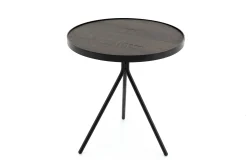 Madison, Bijzettafel, Eiken En Metaal, Rond, 45 Cm, Donkerbruin