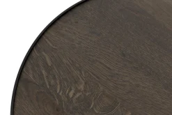 Madison, Bijzettafel, Eiken En Metaal, Rond, 45 Cm, Donkerbruin