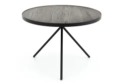 Madison, Bijzettafel, Eiken En Metaal, Rond, 60 Cm, Donkerbruin