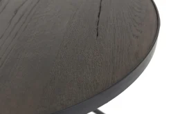 Madison, Bijzettafel, Eiken En Metaal, Rond, 60 Cm, Donkerbruin