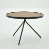 Madison, Bijzettafel, Eiken En Metaal, Rond, 60 Cm, Lichtbruin