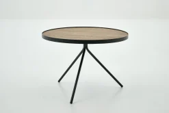 Madison, Bijzettafel, Eiken En Metaal, Rond, 60 Cm, Lichtbruin