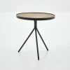 Madison, Bijzettafel, Eiken En Metaal, Rond, 45 Cm, Lichtbruin