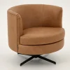 Marchetti, Fauteuil, Leer Cognoac, Draaibaar