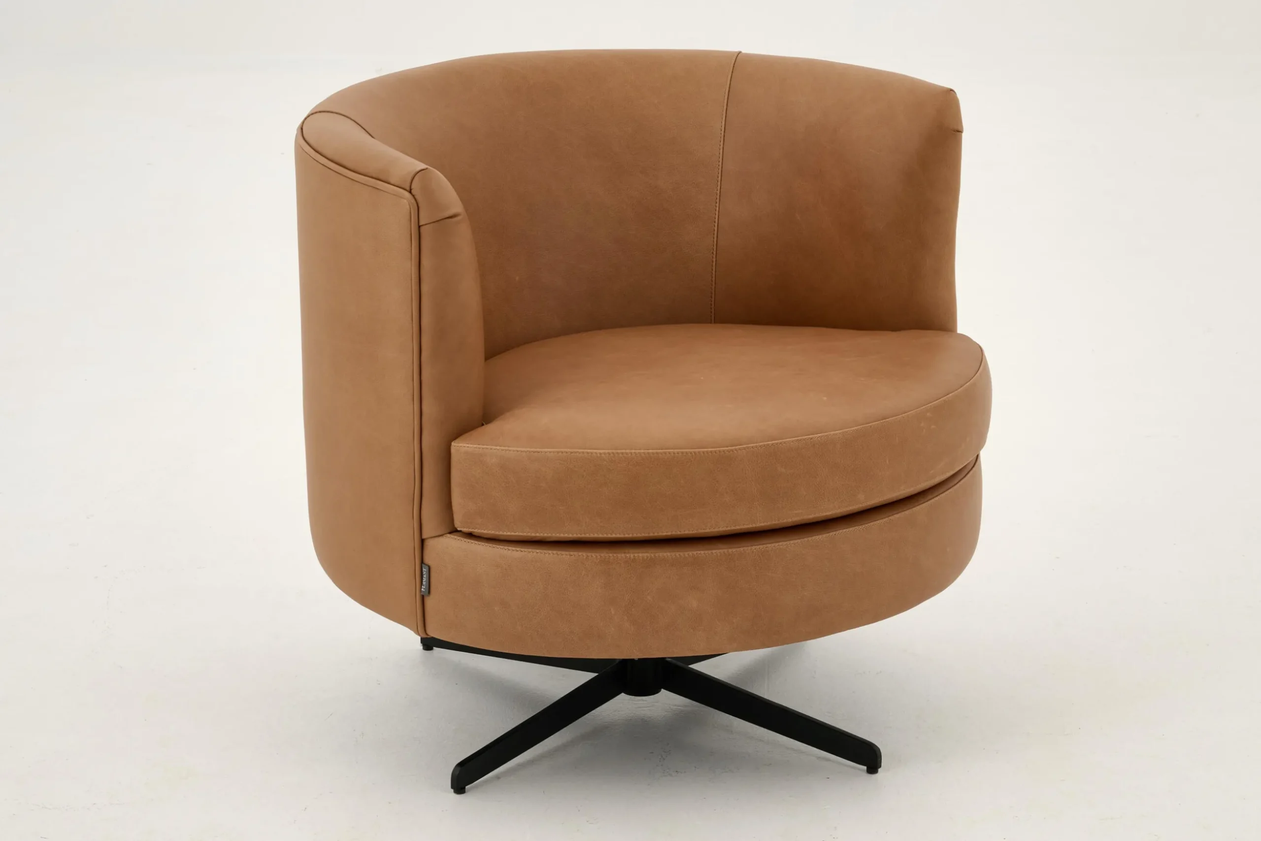 Marchetti, Fauteuil, Leer Cognoac, Draaibaar