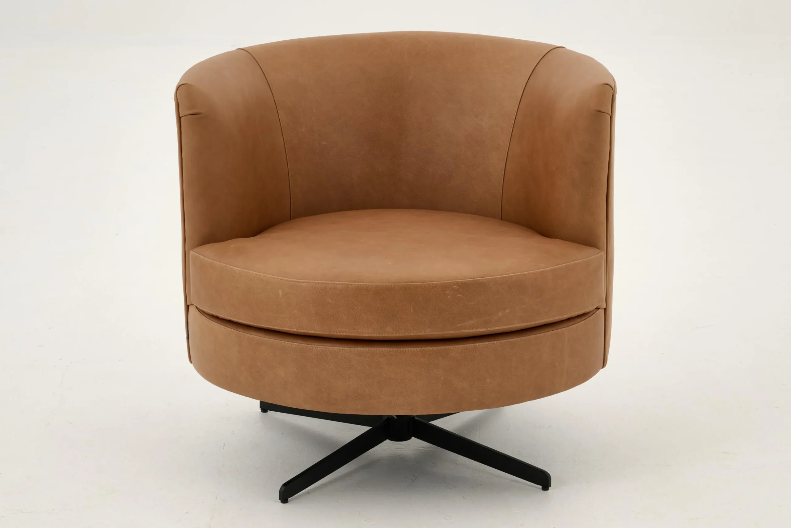 Marchetti, Fauteuil, Leer Cognoac, Draaibaar