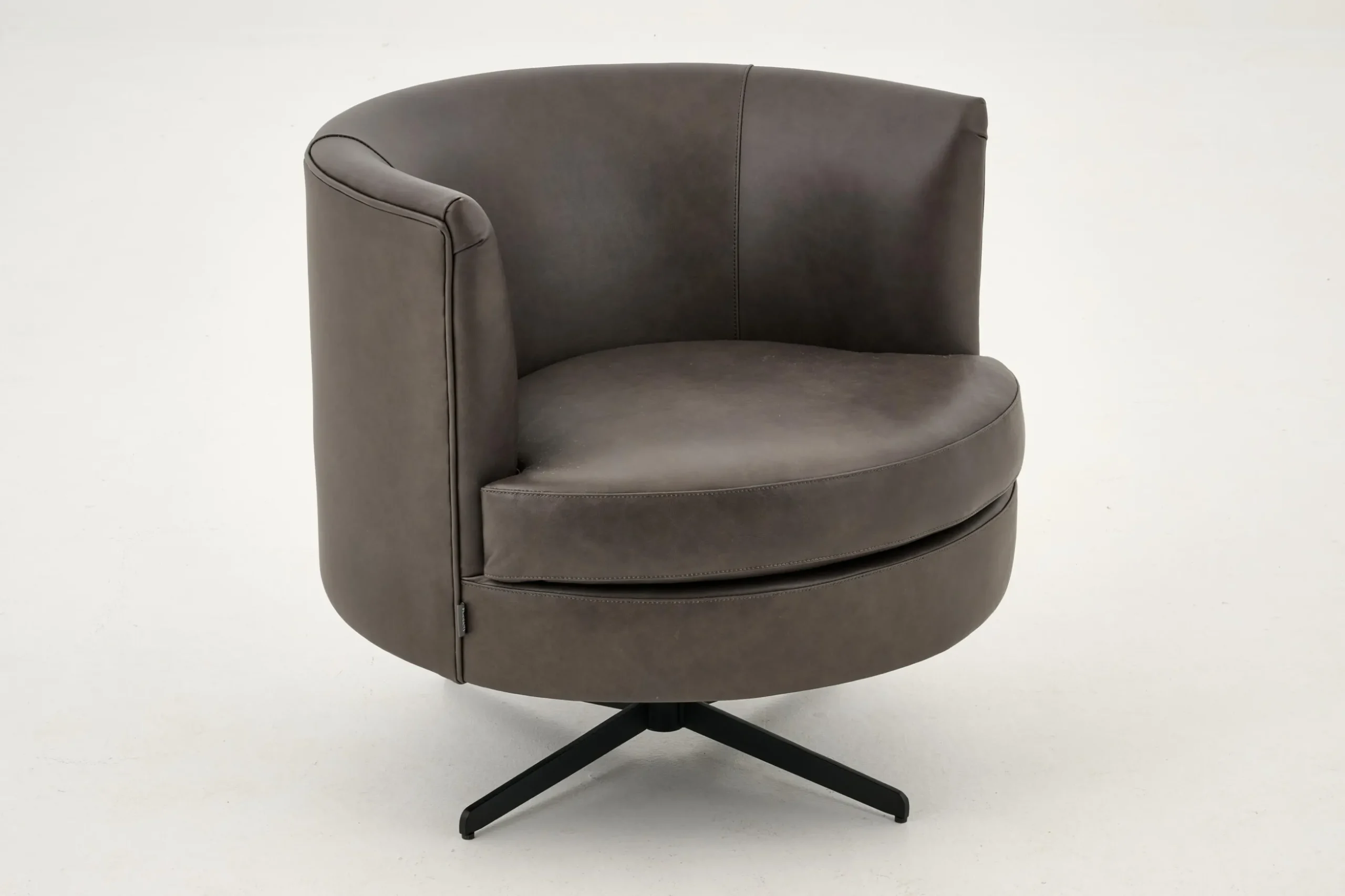 Marchetti, Fauteuil, Leer Zwart, Draaibaar
