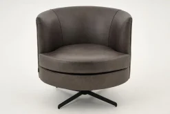 Marchetti, Fauteuil, Leer Zwart, Draaibaar