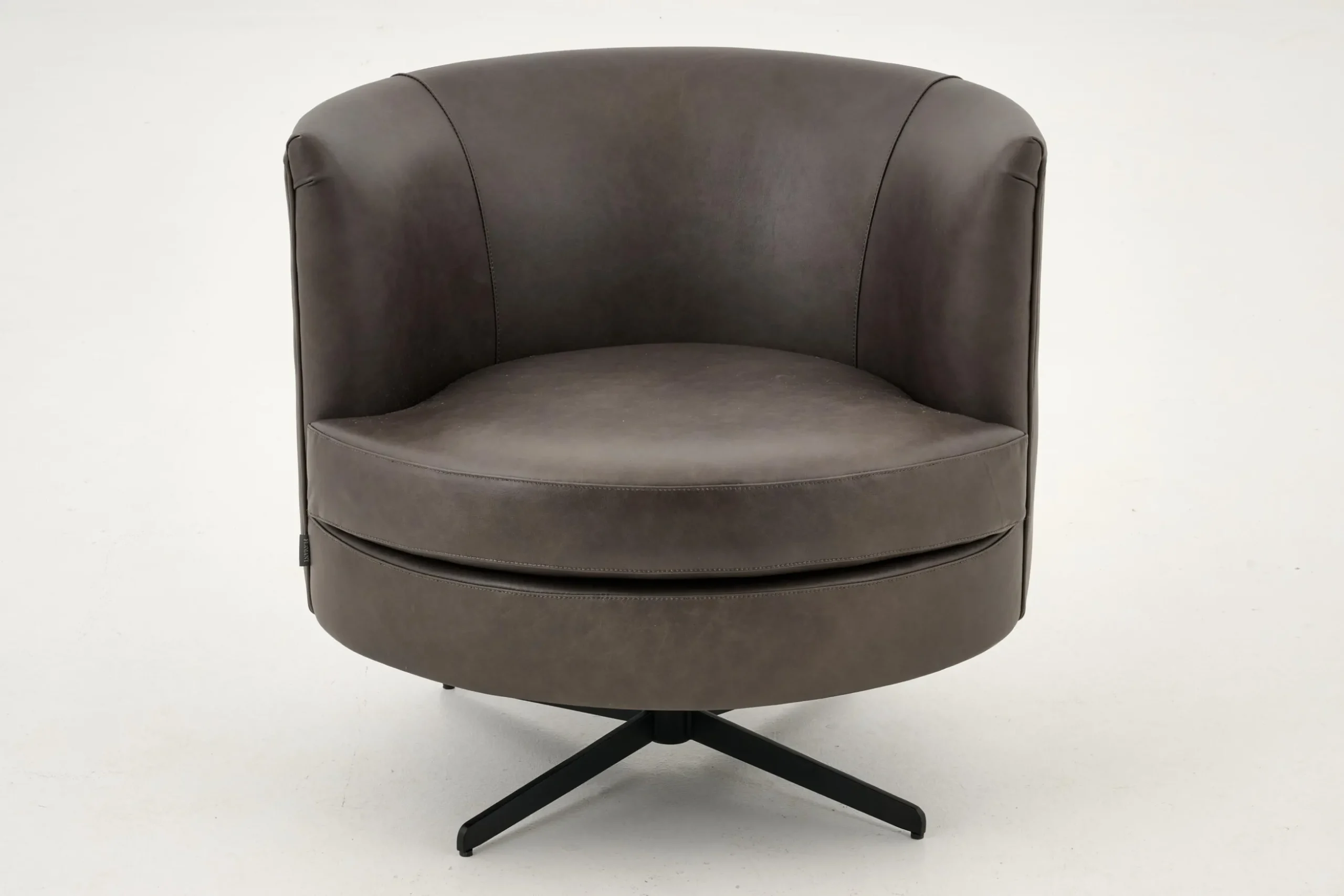 Marchetti, Fauteuil, Leer Zwart, Draaibaar