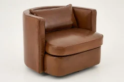 Nelia, Fauteuil, Leer Cognoac, Draaibaar