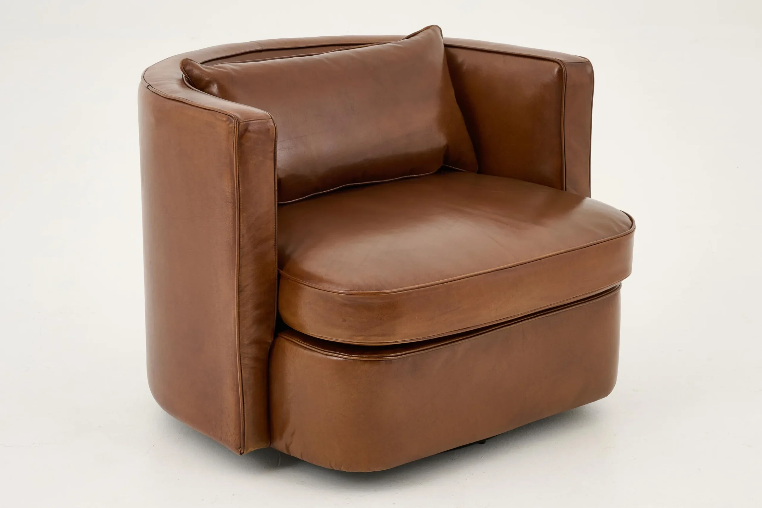 Nelia, Fauteuil, Leer Cognoac, Draaibaar
