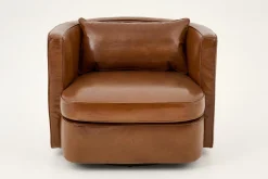 Nelia, Fauteuil, Leer Cognoac, Draaibaar