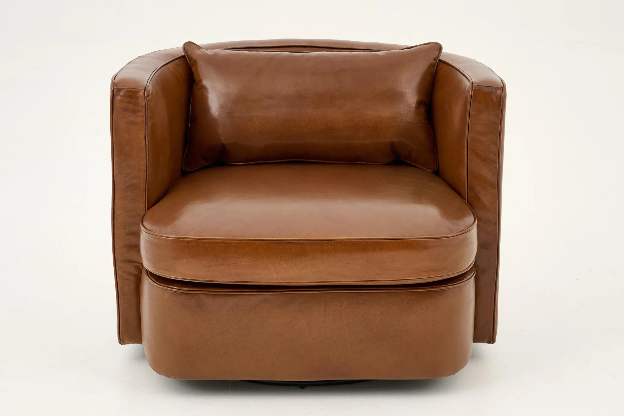 Nelia, Fauteuil, Leer Cognoac, Draaibaar