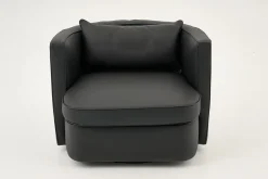 Nelia, Fauteuil, Leer Zwart, Draaibaar