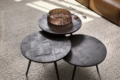 Robyn, Bijzettafel, Teruggewonnen Teak, Rond, Set Van 3