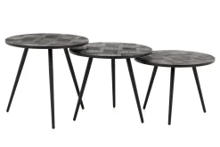 Robyn, Bijzettafel, Teruggewonnen Teak, Rond, Set Van 3
