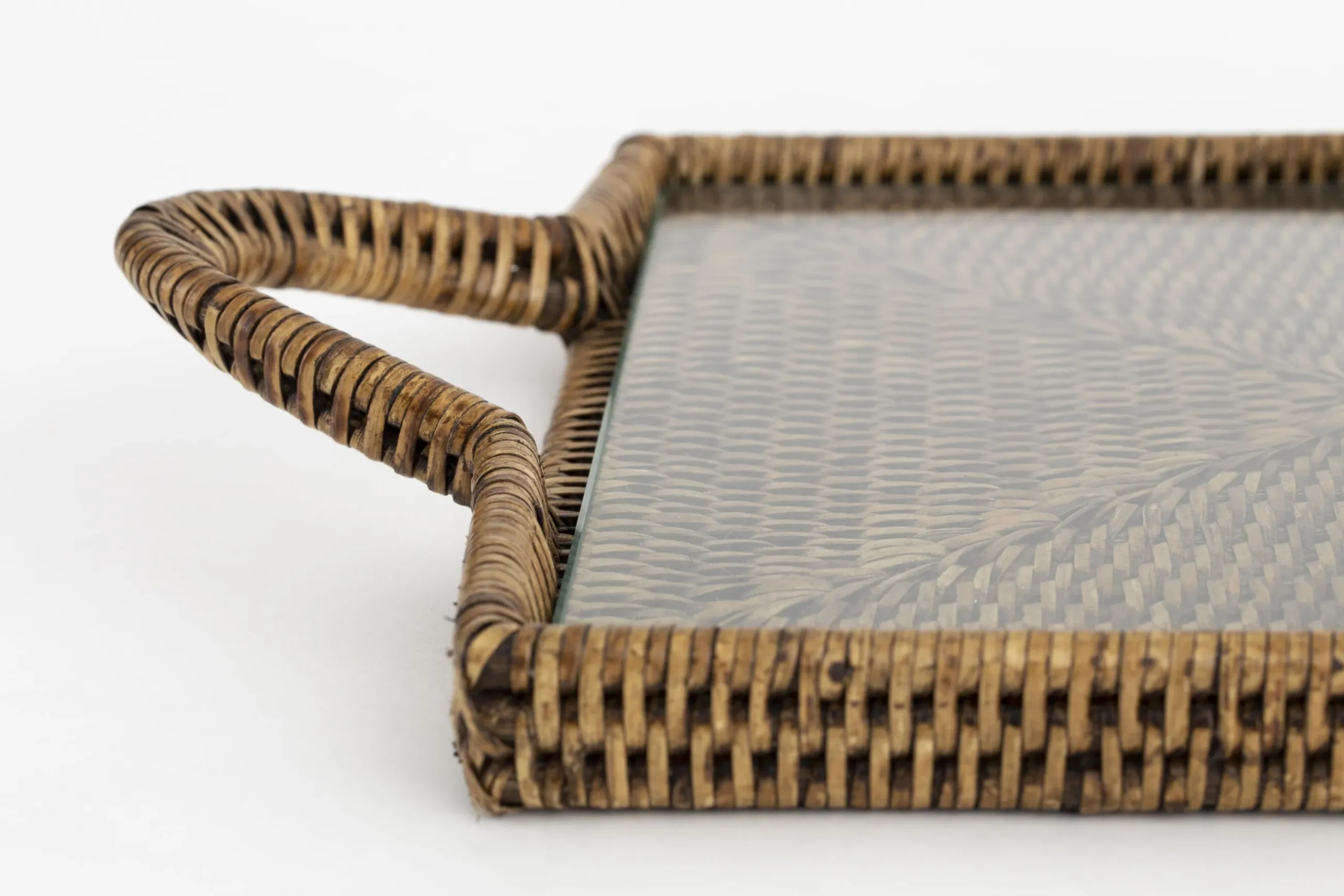 Togo, Dienblad, Rechthoekig, Met Glas, Riet