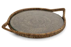 Togo, Dienblad, Rond, Met Glas, Riet