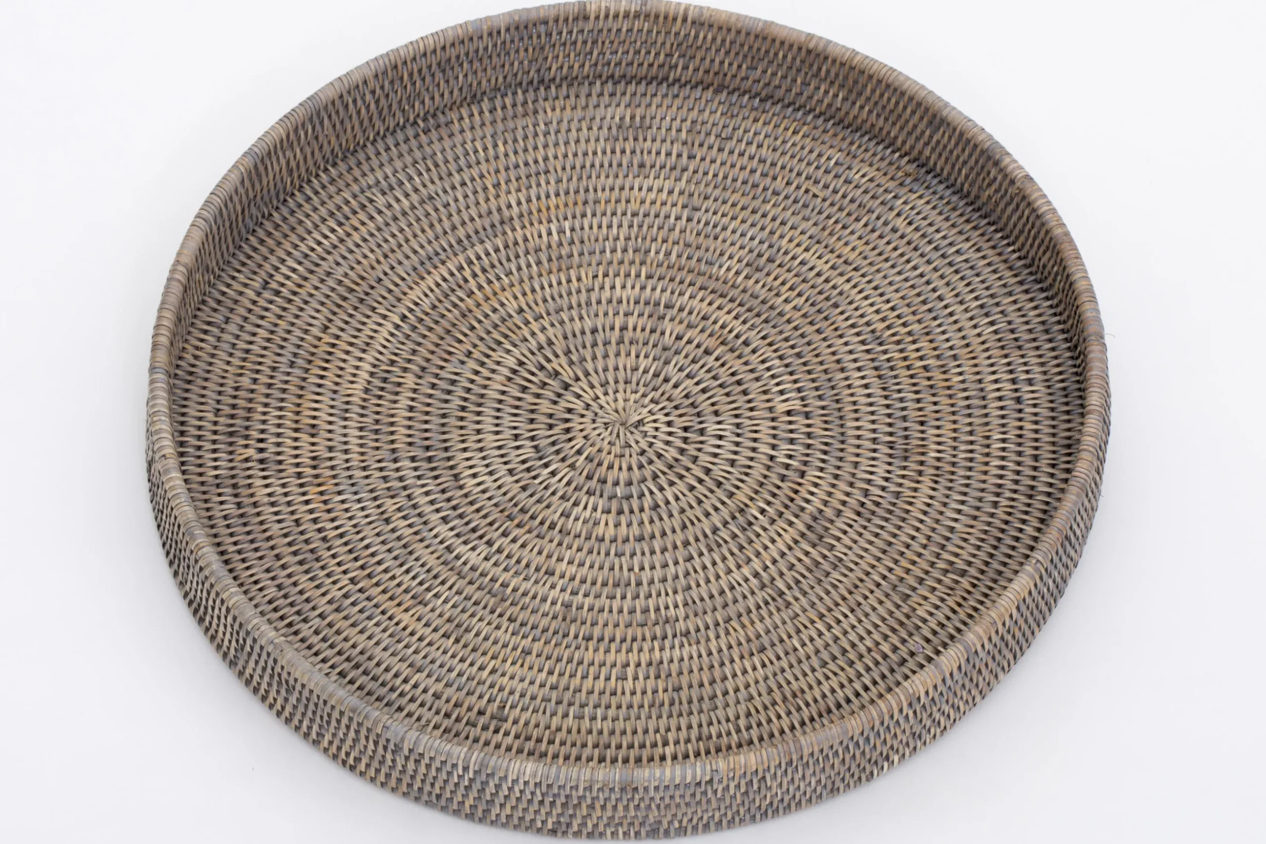 Togo, Dienblad, Rond, Riet, Grijs, 48Cm