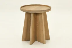 Zilver, Bijzettafel, Verweerd Eiken, Rond